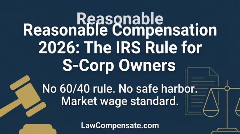 Reasonable compensation 2026 banner explaining the IRS market wage standard for S-corp owners