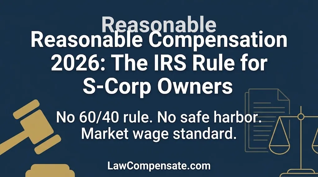 Reasonable compensation 2026 banner explaining the IRS market wage standard for S-corp owners