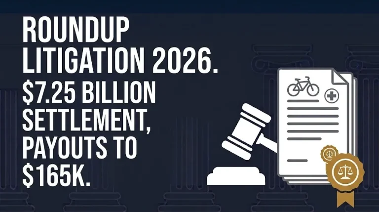 Roundup litigation 2026 $7.25 billion settlement with payouts up to $165,000.