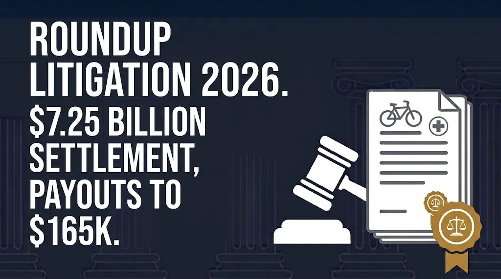 Roundup litigation 2026 $7.25 billion settlement with payouts up to $165,000.