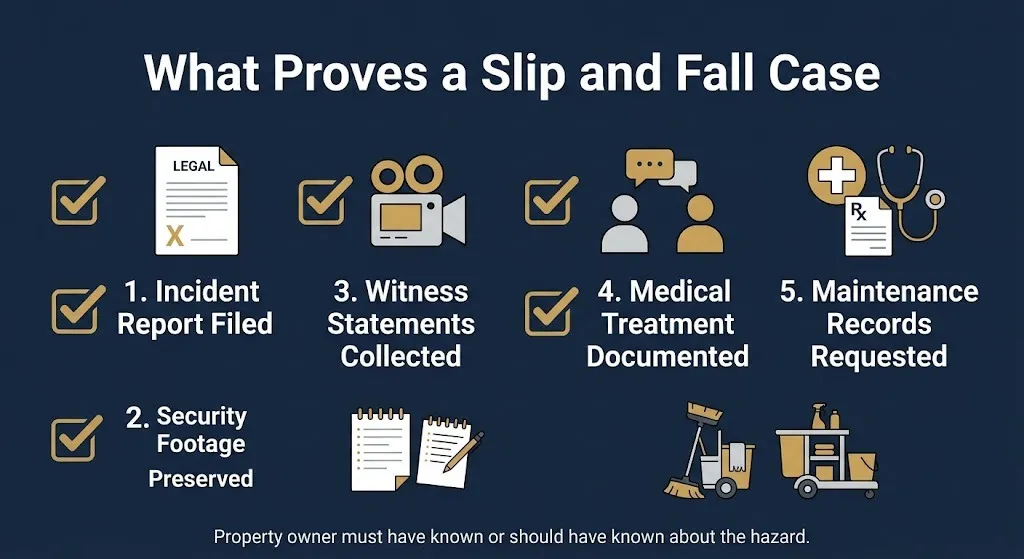 Slip and fall settlement amounts 2026 banner showing typical ranges from $15K to over $1 million for serious injuries.