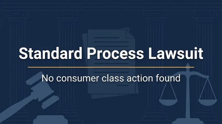 Standard Process lawsuit banner noting no consumer class action was found as of October 2026