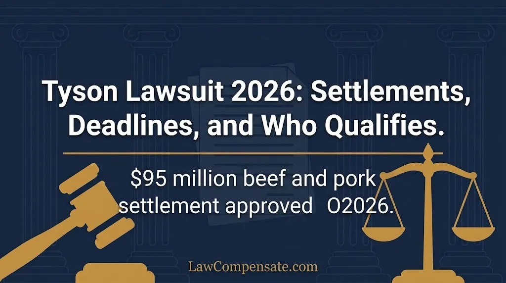 Tyson lawsuit 2026 banner showing $95 million beef and pork settlement approved in October 2026