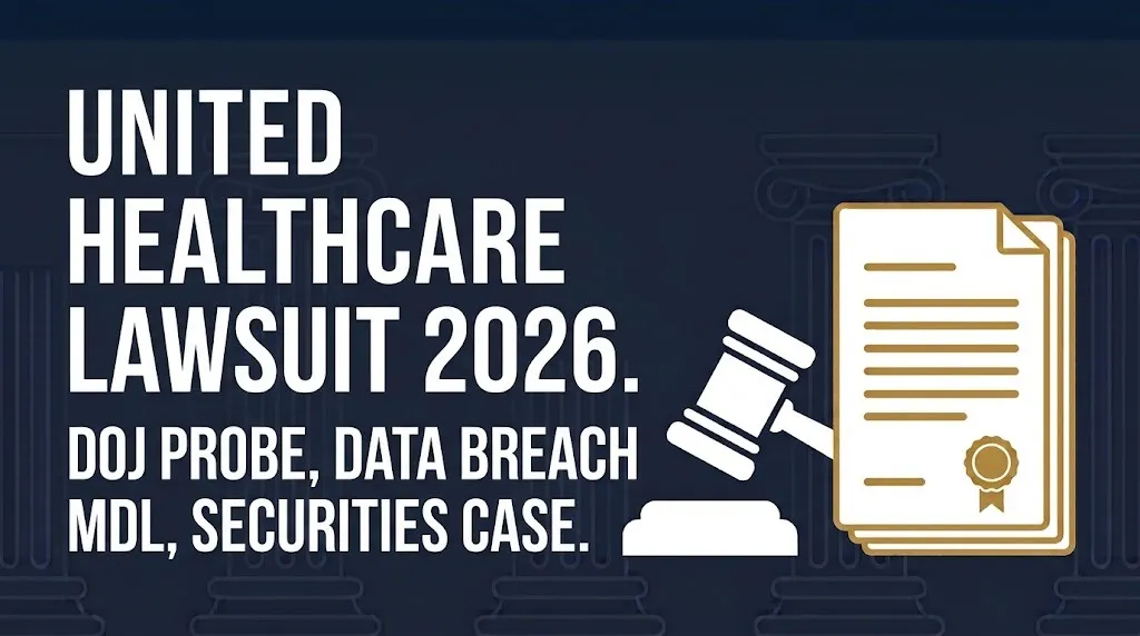 United Healthcare lawsuit 2026 DOJ probe, data breach MDL, and securities fraud case.