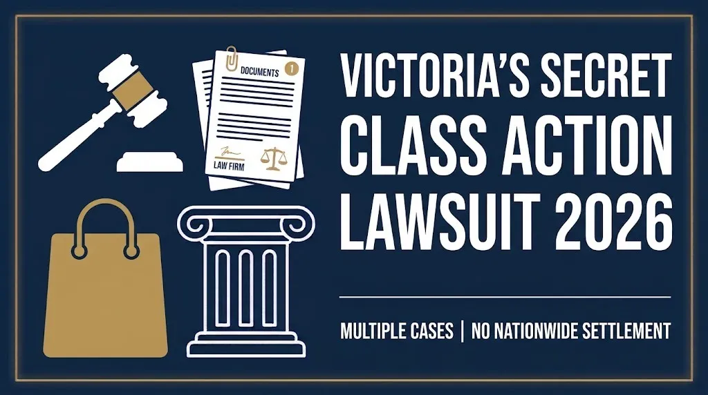 Victoria's Secret class action lawsuit 2026 banner showing multiple cases with no nationwide settlement.