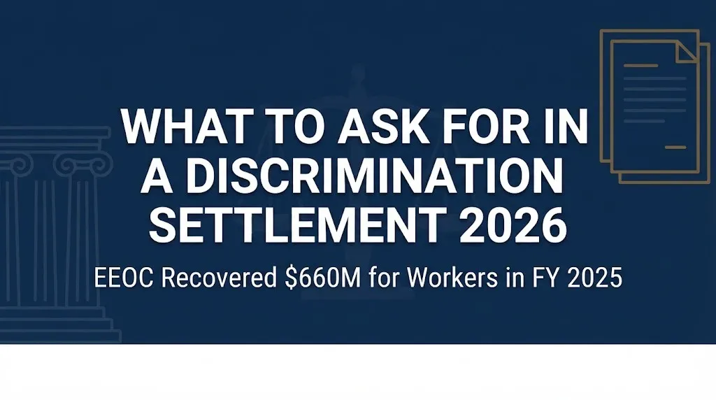 What to ask for in a discrimination settlement 2026 hero banner with EEOC recovery figures